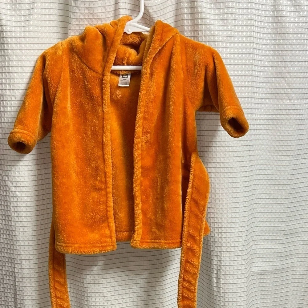 Hudson Baby Plush Bathrobe Fox Orange 0-9 Months Tie Front